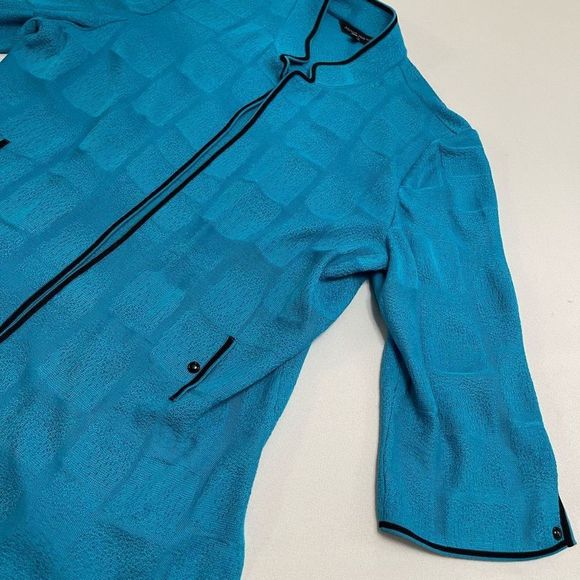 Ming Wang Blue Acrylic Open Front Top Cardigan Sweater Size XL - Picture 7 of 12